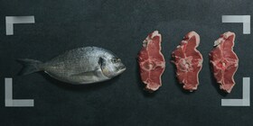 Različne vrste rib in mesa