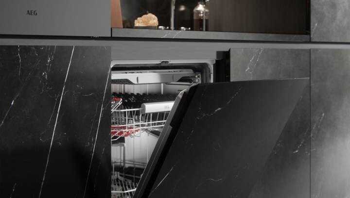 Open dishwasher in AEG kitchen